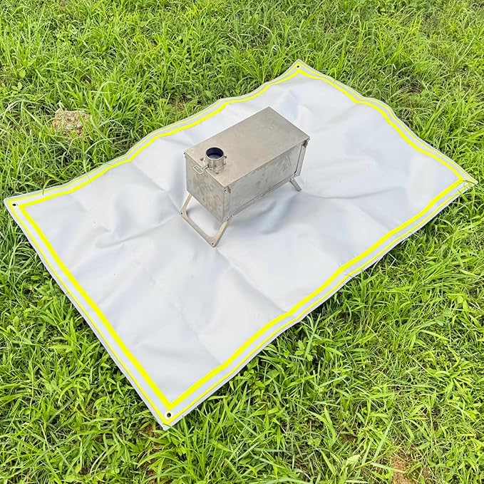 SoloWilder Wood Stove Mat 39" x 59" Fire Pit Grill Mat for Tent Stove Deck Patio Grass Lawn Campsite Insulation Protection