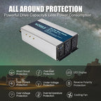 WZRELB 2000W Pure Sine Wave Inverter 12V DC to 110V 120V AC Power Converter with LED Display, Off-Grid Portable Power Inverter with 4 AC Outlets for Home, RV, Truck, Camping