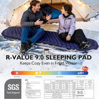 TOBTOS Camping Sleeping Pad with 9.0 R-Value, 4" Thick Inflatable Camping Mattress for All Season, Compact Insulated Sleeping Mat for Backpacking & Hiking (Mummy)