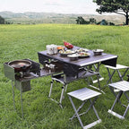 Folding Table Outdoor Camping Mobile Kitchen Portable Tableware Stove Folding Multifunctional Cooker Self- Driving Tour Equipment Folding Picnic Table (Color : A)
