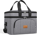 Rnivvi Lunch Box for Men, Double Decker Insulated Cooler Bag Lunch Bag Reusable Leakproof Tote Lunch Container with Strap for Work Family Picnic Hiking Camping, 18 Cans 12L, Large Adults, Gray