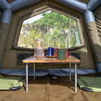 Coody Inflatable Canvas Camping Tents with Stove Jack – Premium Air Beam Family Glamping Tent, Breathable Cotton Canvas, Fast Setup Air Tent with Pump