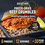 Ready Hour Freeze-Dried Beef Crumbles Case Pack – 12 Servings (6 Pouches) – Emergency Protein Supply, Long-Term Meat Storage, Prepper Meat Pack, Shelf Stable Beef, Survival Food