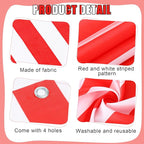Preboun 4 Pcs 27.6''x 59'' Circus Awning Decor Decorations Striped Carnival Tent Awning Decorations Red and White Wall Decor Halloween Carnival Stand Mardigras Theme Party Photo Accessory