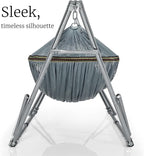 Tranquillo Adjustable Hammock Stand, Collapsible Camping Hammock with Stand, 650 lbs Capacity Double Hammock Stand, Foldable Stainless Steel Breathable Polyester Hammock Net, Carry Bag Included, Grey