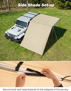 JOYTUTUS Awning Wall Universal Multi-Side for 8.2FT x 8.5FT, Waterproof Ripstop UV-Resistant Extension for Privacy & Sun Shade