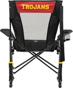 GCI Outdoor Comfort Pro Rocker Camping Chair | Portable Folding Rocking Chair with Durable Armrests & Drink Holder | Official Collegiate Licensed Sideline Sports Chair | USC Trojans