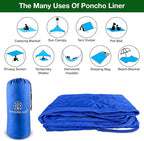 Wearable Blue Military Woobie Poncho Liner with Head Hole. Has Zippers That converts to Sleeping Bag. Water-Resistance, Ripstop Poncho Blanket with Drawstring Bag. Perfect for Outdoor Enthusiasts.