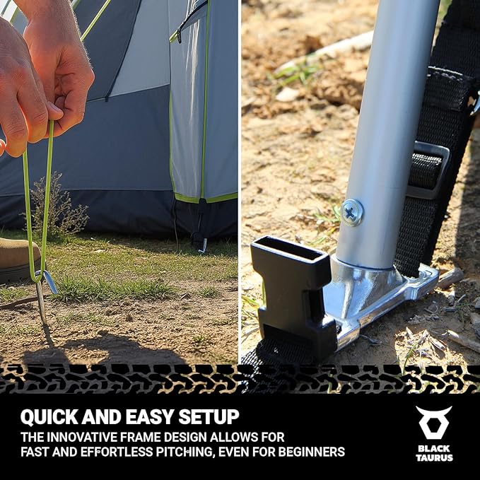 Turbo Heavy-Duty Camping Tent – Quick-Setup 4-Season Family Tent with Waterproof 150D Shell & Instant Frame – Choose Capacity (HD 300/HD 450) & Color