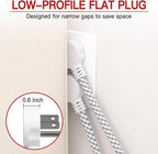 16/3 Flat Plug Braided Extension Cord 10 FT, Indoor 3 Prong Grounded Low Profile Extension Wire Flexible, Suitable for Home and Office, 13 Amp 1625 Watt 125VAC 16AWG, ETL Listed