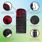 Sleeping Bag - Lightweight Envelope-Style 32F Rated Outdoor Sleeping Bag with Hood and Carry Case for Backpacking, Camping and Hiking by Wakeman (Navy)