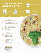 Simple Kitchen Chicken with Wild & White Rice Soup Mix - 17 Servings for Meal Prep, Gluten Free, Dehydrated & Freeze Dried Survival Food, Camping Meals, Backpacking & Hiking, Survival Kit, Pack of 4