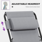PURPLE LEAF Outdoor Reclining Chair Patio Zero Gravity Chaise Lounge Folding Chair with Removable Cushion Adjustable Headrest for Lawn Camping Beach Pool Grey