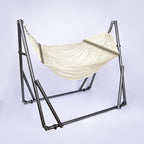 2 in 1 Hammock and Swinging Chair with Collapsible Steel Stand 450 lbs Capacity- Carrying Case, Portable & Adjustable, Perfect for Camping Beach Summer Patio, EZ Daze Foldable Hammock with Stand-IVORY