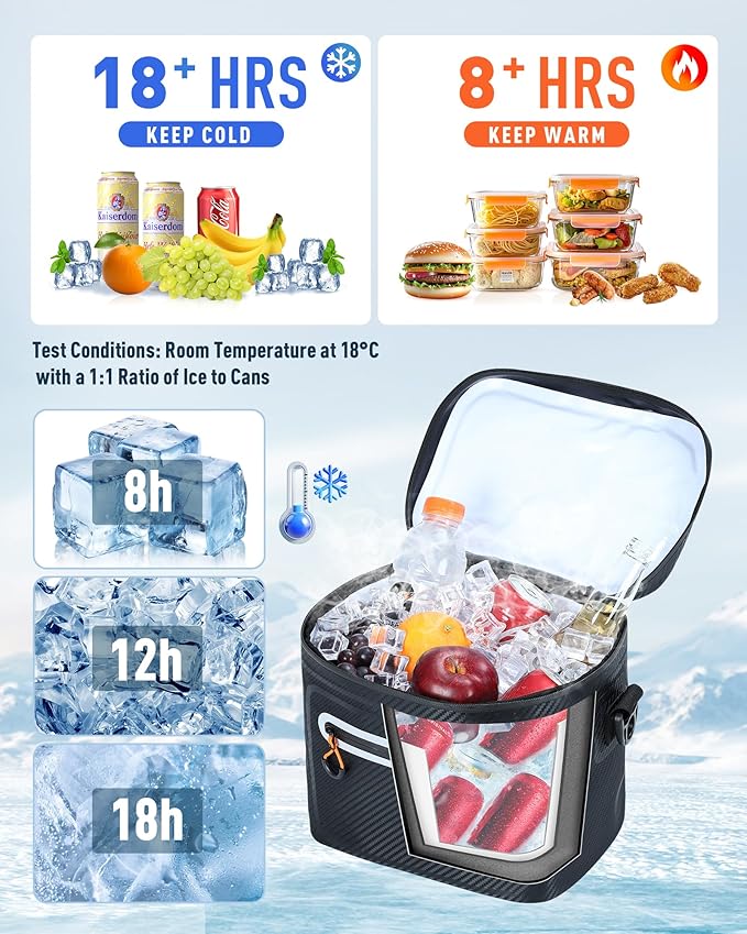 Soft-Sided Cooler Bag, 8/16 Can Insulated Lunch Box, Waterproof, Leak-Proof, Portable Lunch Bag for Work, Beach, Drink, Travel, Camping, Picnic, Gift