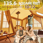 YOLENY Inflatable Tents for Camping, 6-12 Person Blow Up Tent with TPU Skylight, Canopy, Mesh Windows, Stove Jack & Pump, 4 Season Large Inflatable Tent, Waterproof & Windproof