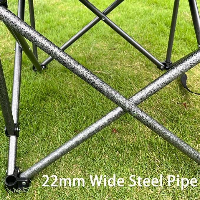 Oversized Camping Chairs for Adults Heavy Duty Padded Portable Lawn Chairs Outdoor Folding Chairs XL Camp Chairs with Cup Holder Suproot 500 lbs, Gray Plaid