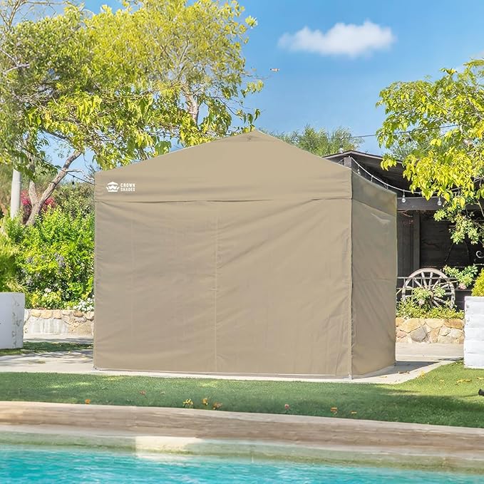 CROWN SHADES 10x10 Canopy Sidewalls (4pck) - Side Walls 10x10, Sidewalls for Canopy - Tent Accessories, Beige
