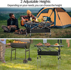 Anbte 3ft Aluminum Roll Top Camping Table, 2 Adjustable Height Camping Table Folding with Storage Net & Bag Lightweight Roll Up Table for Indoor Outdoor Backyard BBQ Patio Picnic, 32.2” X 16”, Black