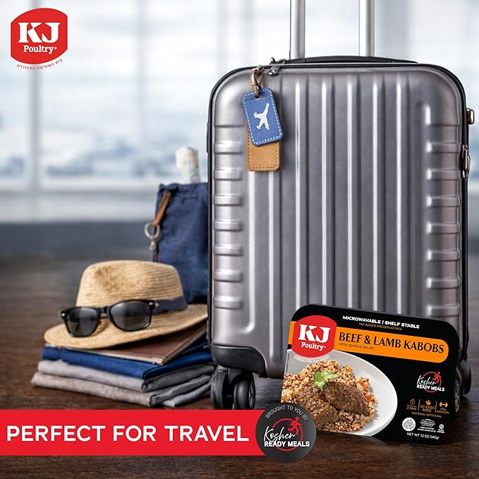 KJ Poultry Kosher Ready Meals - Beef Lamb Kabob & Quinoa, MRE Meat Meals Ready to Eat (3 Pack) Prepared Entree Fully Cooked, Shelf Stable Microwave Dinner Travel, Military, Camping, Emergency Survival