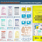 Travel Essential Medicine First Aid Kit I Bonus Medical Supplies I TSA Compliant Mini Size Medkit for Traveling Camping Trips Individually Packed 64 Tablets (Refill Pack)