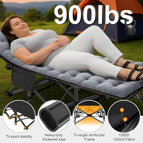 ABORON Camping Cot for Adult 28" Extra Wide, 2PK Heavy-Duty 1200D Oxford Cot for Sleeping, Portable Folding Camp Bed with Mat & Carry Bag