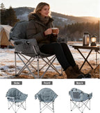 SunSettler Heated Camping Chair, Oversized Heated Outdoor Chairs for Adults with 3 Heat Levels, Portable Folding Padded Chair for Camp, Lawn, Sports (Battery NOT Included) (Grey, Oversized)