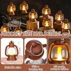 Ferraycle 12 Pcs Mini Lantern Decor 4 Inch Western Lantern Table Centerpiece Small Vintage Camping Hanging Lamp Ornaments Bulk for Cowboy Cowgirl Wedding Halloween Christmas (4 Inch,Brown)