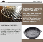 CAMPINGMOON φ8.27inch/φ21cm Round Stainless Steel Roasting Baking Steaming Cooling Rack Cooking Grid Grill Fits for 10-inch Dutch Oven W21