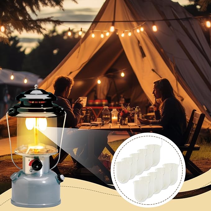 11 Pcs Propane Lantern Mantles with Glass Globe Replacement, Compatible with Coleman Fueled Lanterns, U Shape & Standard Replacement Propane Globe, Camp Lamp Mantle for Outdoor Camping