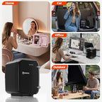 Mini Fridge, 4 Liter/6 Can Mini Makeup Fridge, 110V AC/ 12V DC Portable Thermoelectric Cooler&Warmer for Skincare, Drink, Cosmetic, Medicine, Small fridge for Bedroom, Office, Dorm, Car, Black