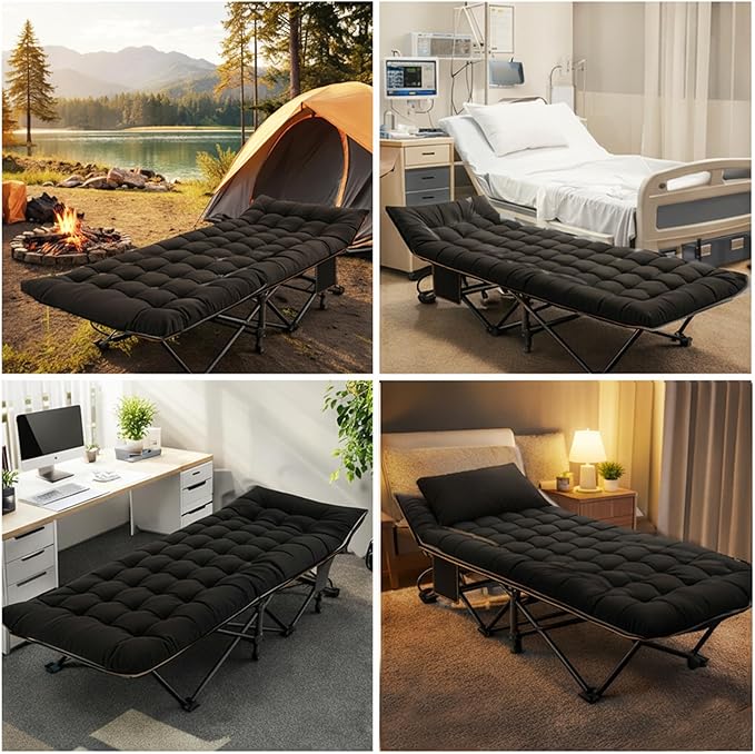 ABORON Heavy-Duty Folding Guest Bed for Adults, 500lb Capacity, Portable Extra Cot with 1207D Double Layer, Ideal for Indoor Guest Stays & Temporary Home Use