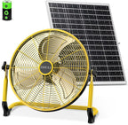ZHULI 14" Solar Fan, Portable Battery Operated Floor Fan, Rechargeable Cordless Camping Fan, 30W Solar Panel, Hi-Velocity Brushless Motor, Metal Blade, USB Phone Charge, 8~60H Runtime, Quiet, Wireless