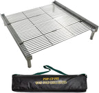 Fireside Outdoor Pop-Up Fire Pit Grill Grates - Folding Campfire Grill Grate Over Fire Pit Grate, Portable BBQ Grills, Camping Cooking, Camping Essentials, Outdoor Cooking - Quad-Fold Grates