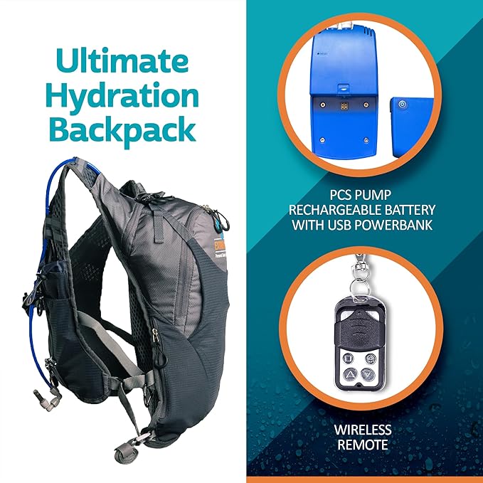 Misting & Hydration Backpack – Built in Mister & Drinking Back Pack | 2L Reservoir | Keep Cool & Hydrated for Hiking, Walking, Cycling, Running, Climbing, & Biking - Cools The air up to 30°F (SM-XL)