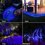 ANJAYLIA 33FT 100 LED Solar Rope Lights Outdoor Waterproof, Solar Powered Rope String Lights with 8 Modes for Outdoor, Patio, Garden, Camping, Holiday & Christmas Décor Blue