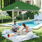EAGLE PEAK Pop Up Canopy Tent with Wheeled Carry Bag, 8 Stakes, 4 Ropes, Easy Set Up Tent Canopy, 6.6x6.6 ft, Green
