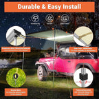 Yescom Car Awning with LED for SUV 4.6FT x 6.6FT Caravan Camping Side Rooftop Tailgate Canopy Tent Shelter Tarp