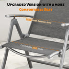 Domi Patio 2-Pack Folding Lounge Chairs - Adjustable Reclining Outdoor Chairs with Aluminum Frame & Textilene Seat for Patio, Pool, Beach, Camping