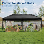 10x20 Pop Up Canopy with 0/4/6 Sidewalls, Beach Ten with One Push Setup, Heavy Duty Outdoor Instant Canopy Tent with Portable Roller Bag, Silver Coated Top, 3 Adjustable Height, Sandbags