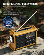 Hand Crank Emergency Radio Solar with 12000mAh Power Bank, NOAA/AM/FM/Weather Alert, 5W LED Flashlight & Reading Lamp for Hurricanes, Blizzards, Power Outage, Survival Gear