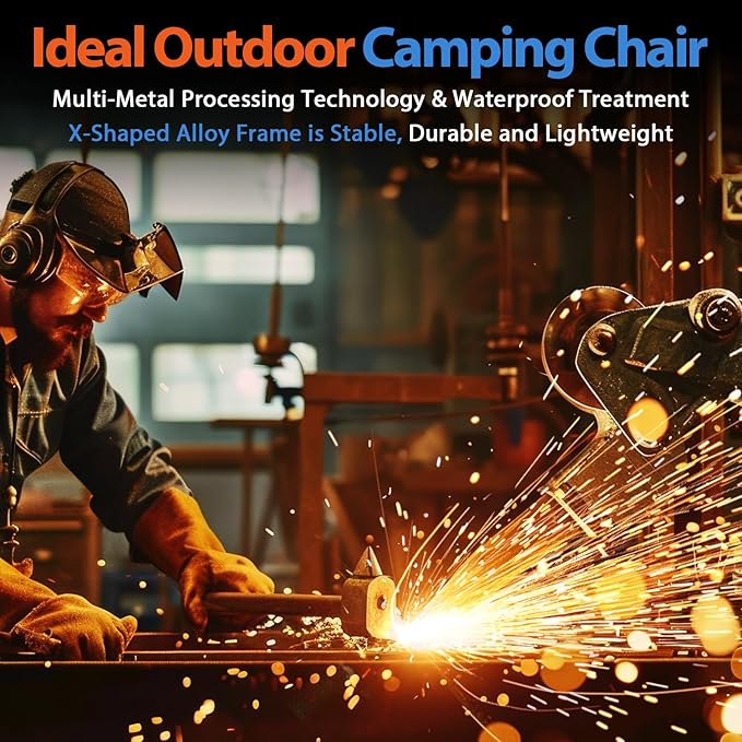 Heated Camping Chair with 20,000 mAh Battery, Loog-Lasting for 500 Mins, Fully Padded Heated Camp Chairs, Heavy Duty Folding Chairs Supports 500 lbs for Winter Camping, Picnics, Tailgating, RV Travel