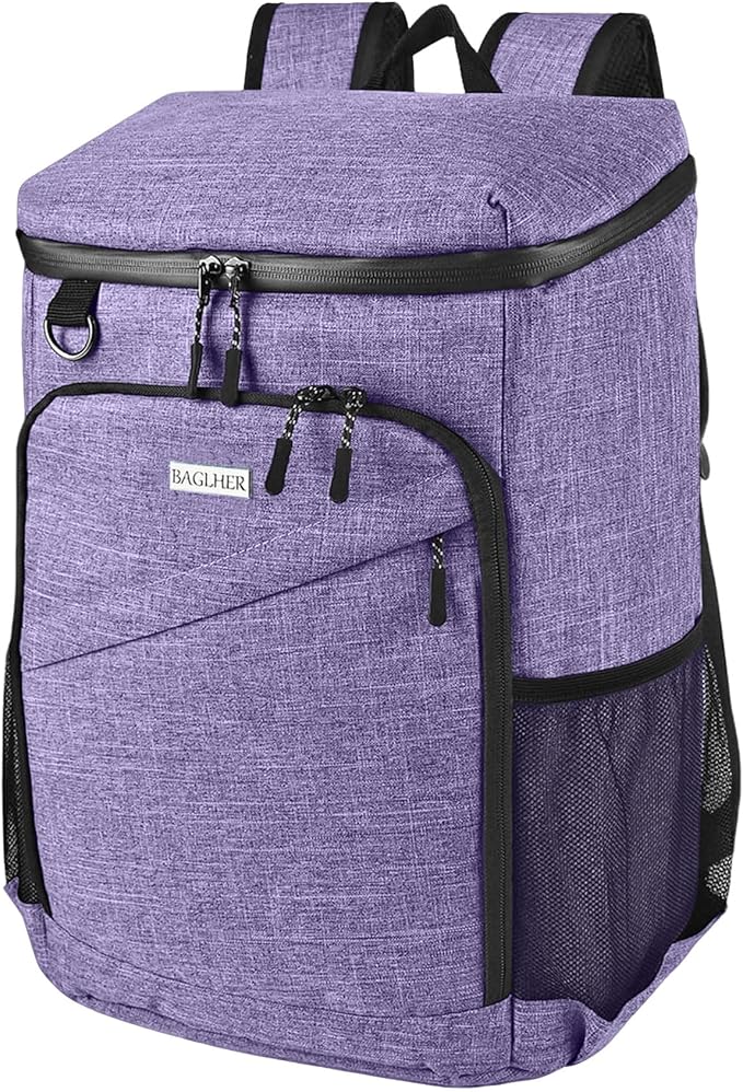 BAGLHER Lightweight Insulated Cooler Backpack - 30 Cans, Leak-Proof for Lunch, Picnic, Hiking, Camping Trips