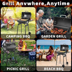 Barrel Charcoal Grill, Large Charcoal Grills with Side Shelf, Outdoor BBQ Grill,Perfect for Backyard Camping, Patio Parties, and Picnics