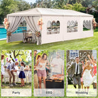 Outdoor Party Tent 10x30 Wedding White Tents for Parties, Heavy Duty Canopy Event Gazebo Shelter with 8 Removable Sidewalls Waterproof Party Wedding BBQ Events