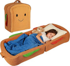 Toddler Travel Bed Sandwich Style - Portable Toddlers Floor Beds, Foldable Soft Foam Travel Crib for Baby and Kid, Washable Cover Toddler Cot with Safety Rail for Travel, Medium Size