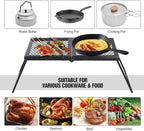 REDCAMP Folding Campfire Grill Heavy Duty Steel Grate, Portable Camp Fire Cooking Rack Over Fire Pit with Carrying Bag for Outdoor BBQ Camping