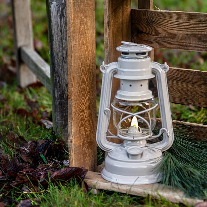 Feuerhand Outdoor Kerosene Fuel Lantern, German Made Weather Resistant Baby Special 276 Galvanized Hurricane Lamp for Camping or Patio, 10 Inches, Soft Beige