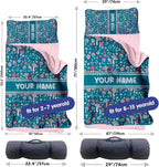 Personalized Toddler Nap Mat for Preschool, Custom Name Kids Sleeping Bag for Daycare, Kindergarten Roll Up Sleeping Mat with Removable Pillow and Soft Blanket, Fun Themes for Boys & Girls