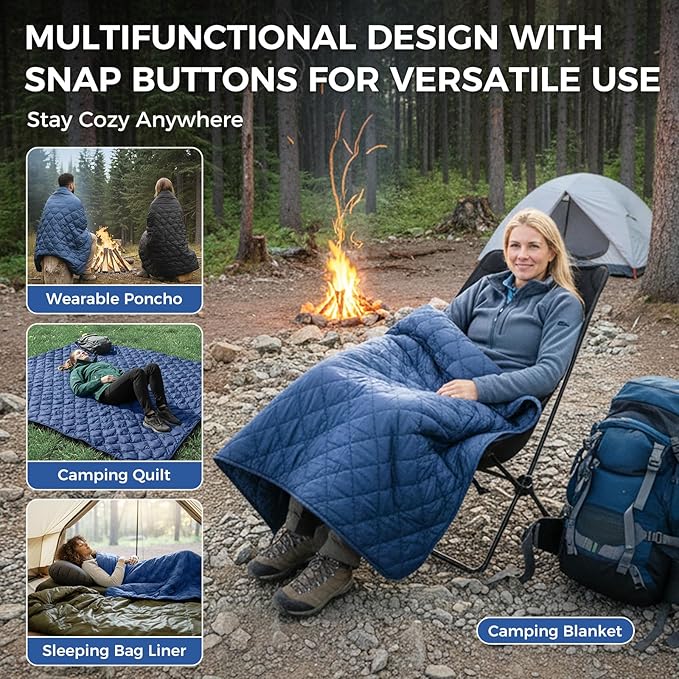 ATEPA Wearable Sleeping Bag, Recycled Warm Winter Camping Blanket Wearable Poncho for Outdoor, Stadium Sports Women Men